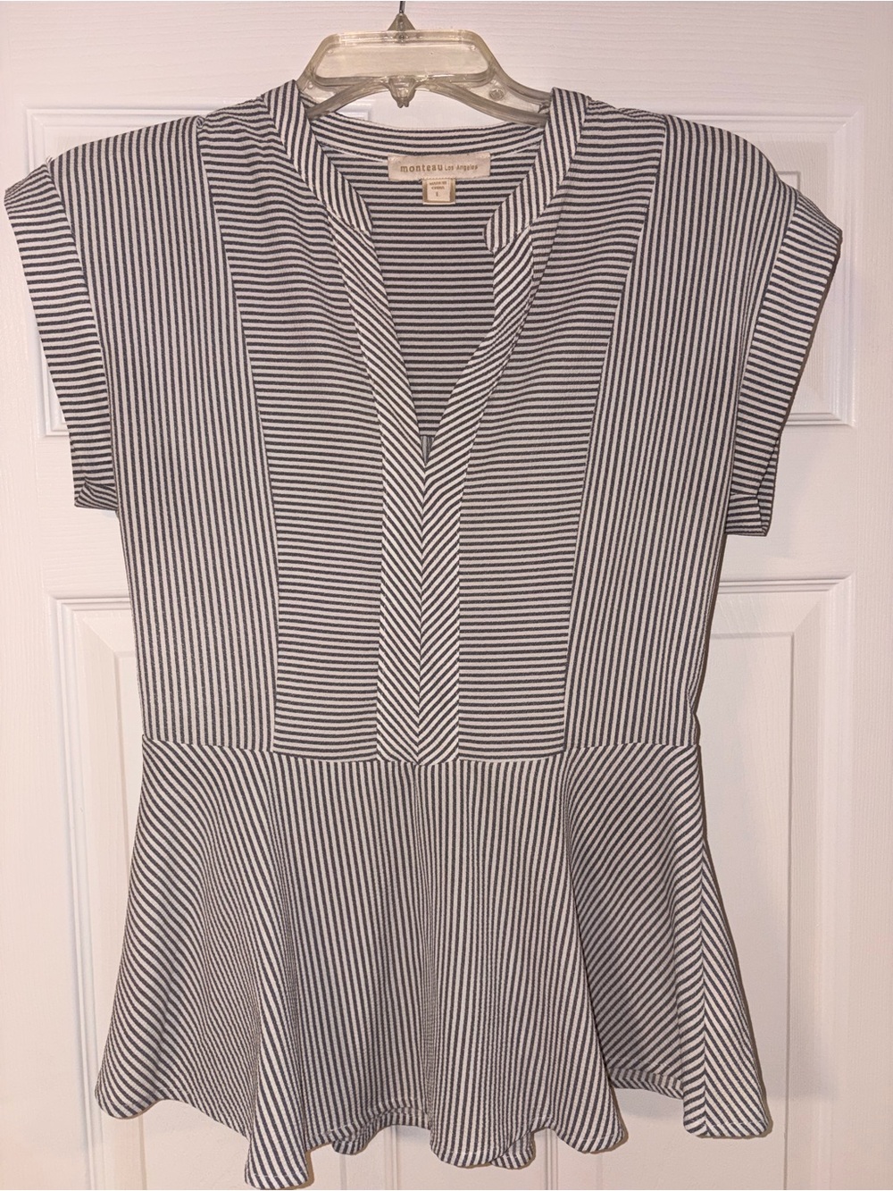 Monteau Striped Peplum Blouse
